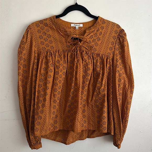 Madewell Tops - Madewell Eyelet Double-Tie Peasant Top